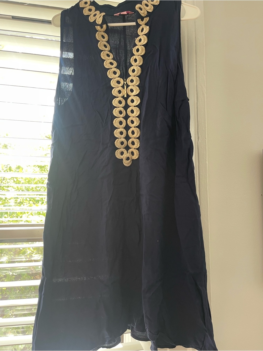 Lilly Pulitzer Navy Tunic with Gold Embroidery